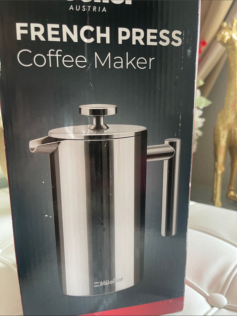MuellerLiving French Press Coffee Maker 34oz, Stainless Steel French Press